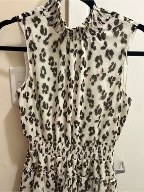 Express Cream and Black Leopard-Print Sleeveless Dress